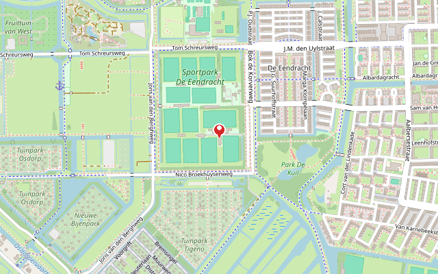 Map showing Sportpark De Eendracht in Amsterdam Nieuw-West