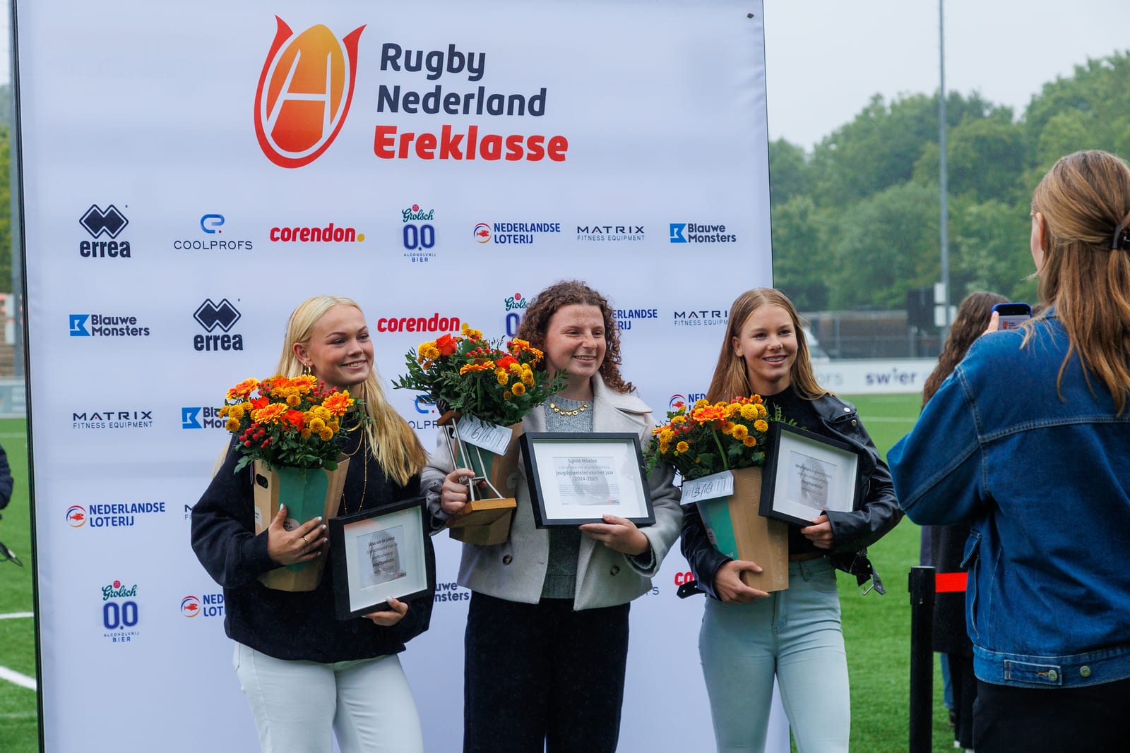End-of-season individual awards in front of the Rugby Nederland Ereklasse backdrop