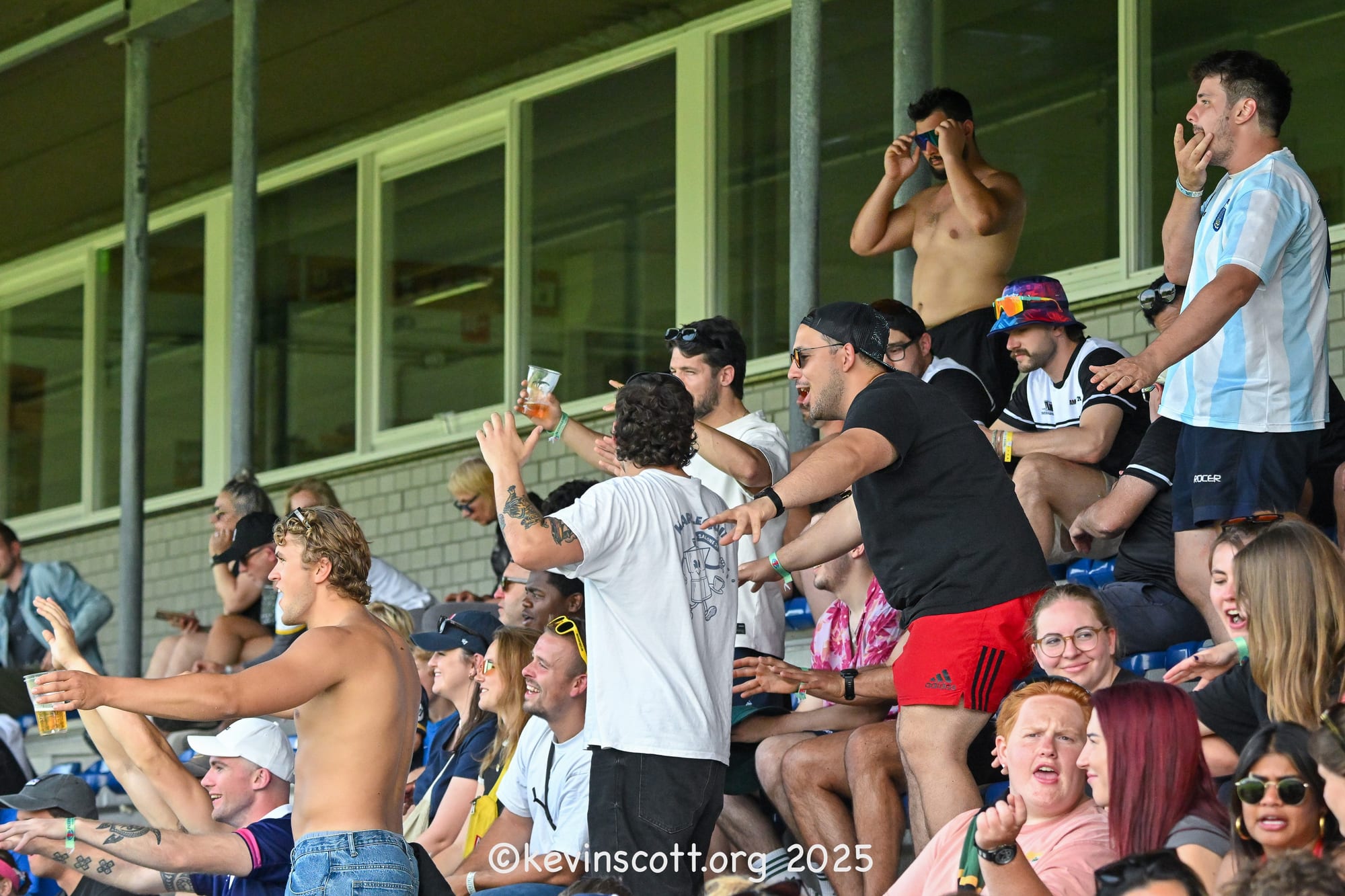 Supporters watch from the stand during Amsterdam AAC v Geezers at the 2025 Amsterdam Sevens