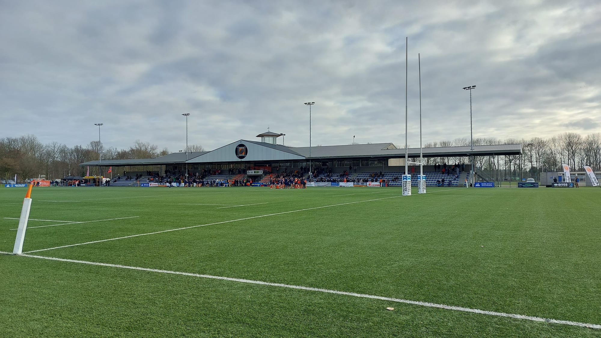 The NRCA Stadium at Sportpark De Eendracht, exterior view of the stand and main pitch