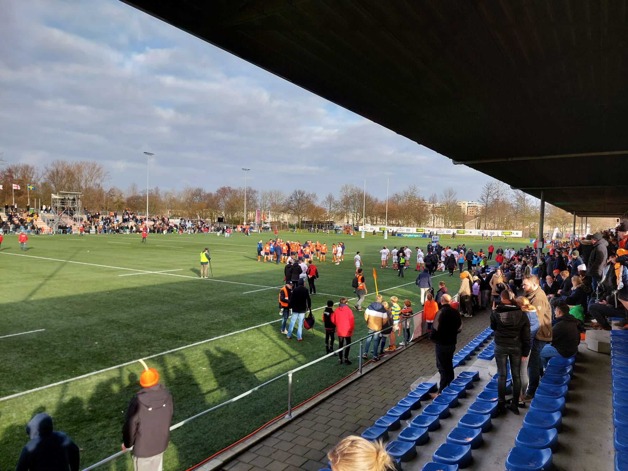 Senior international match in progress at the NRCA Stadium